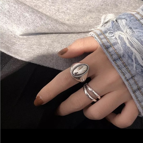 New SET OF TWO RINGS 925 STERLING SILVER RINGS - Picture 1 of 9